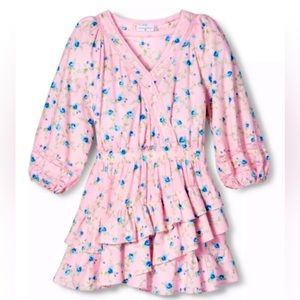 Loveshackfancy pink floral mini dress